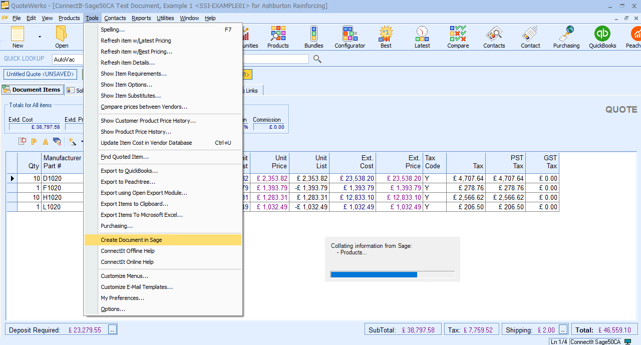 QuoteWerks / Sage 50 Canada integration QuoteWerks / Sage 50 Canada integration