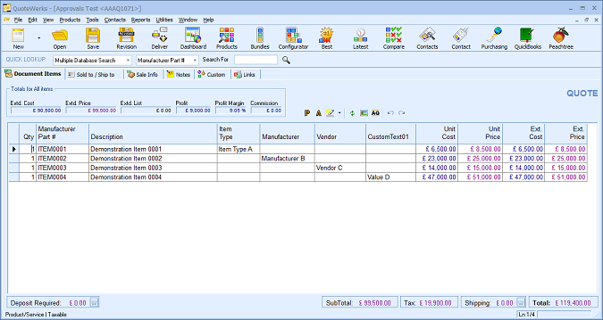 QuoteWerks Approvals Test Document QuoteWerks Approvals Test Document