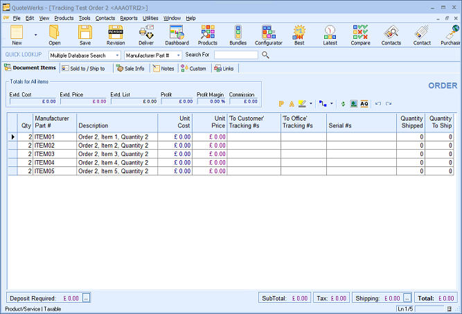 QuoteWerks Purchase Order Tracking Example Document QuoteWerks Purchase Order Tracking Example Document